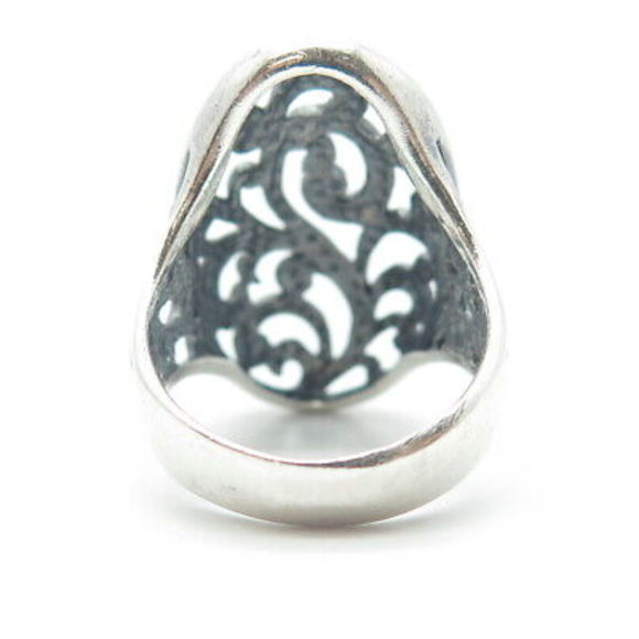925 Sterling Silver Vintage Floral Swirl Dome Ring Size 8 - Picture 5 of 9